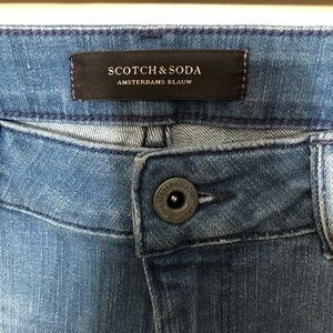 Scotch & Soda Step Hem/Raw Skinny  Striped Jeans Sz 26/32